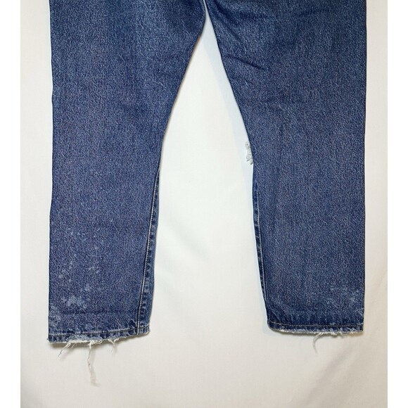 Levi's Athens Ranks 501 Distressed Button‎ Fly Straight Crop Jeans Women 32 X 26 - Picture 6 of 14